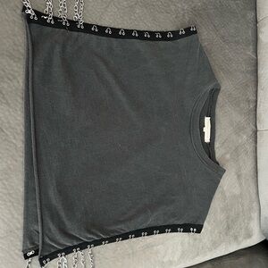 Black Sleeveless Top with Chain Detail